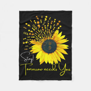 Semicolon Sunflower Suicide Prevention Awareness S Fleece Blanket