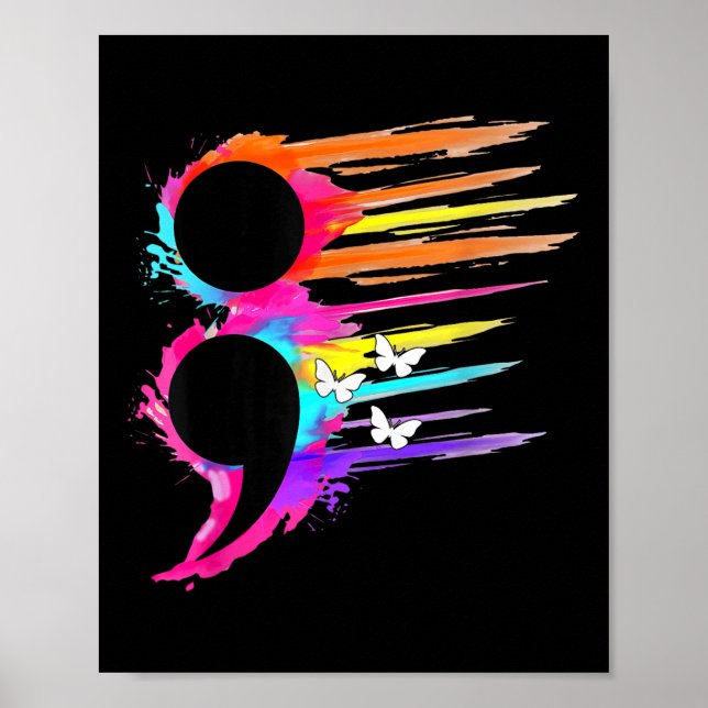 Semicolon Symbol Mental Health Suicide Prevention  Poster (Front)