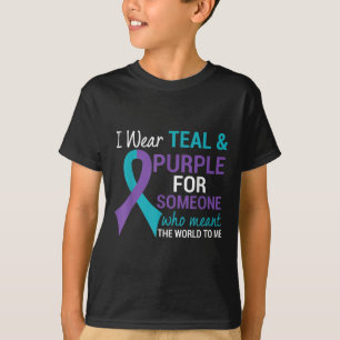 Semicolon Teal And Purple Ribbon Suicide Awareness T-Shirt