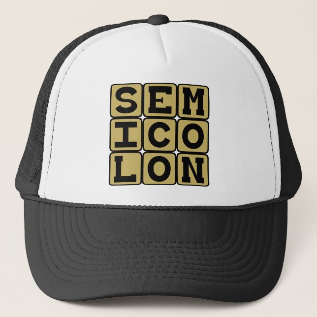Semicolon, Type of Punctuation Trucker Hat (Front)