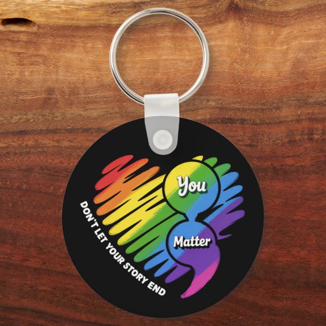 Semikolon LGBTQ Suicide Prevention Mental Health Keychain (Front)