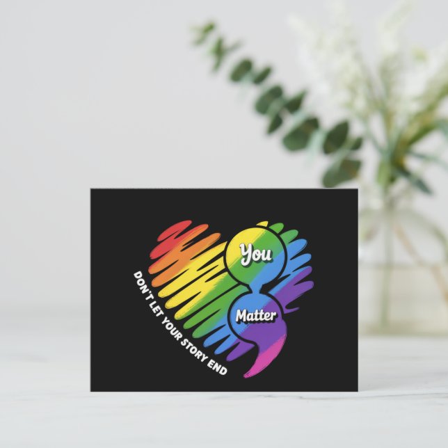 Semikolon LGBTQ Suicide Prevention Mental Health Postcard (Standing Front)