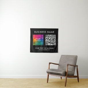 Seminar Party Event QR Code Logo Black Backdrop Tapestry