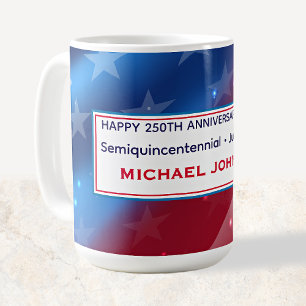 Semiquincentennial Colourful Patriotic Flag Patter Coffee Mug