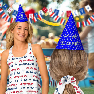 Semiquincentennial Star Spangled Silver Blue Party Hat