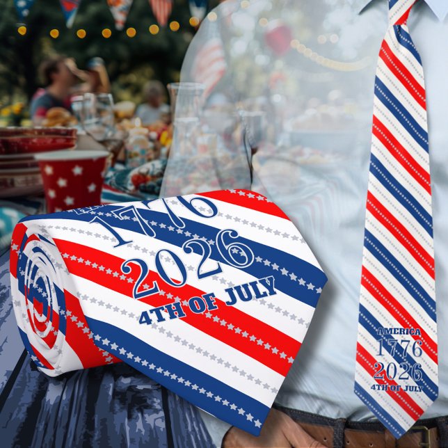 Semiquincentennial Stars & Stripes 250th 1776 2026 Tie (Creator Uploaded)