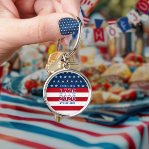 Semiquincentennial Stars Stripes America 1776 2026 Keychain