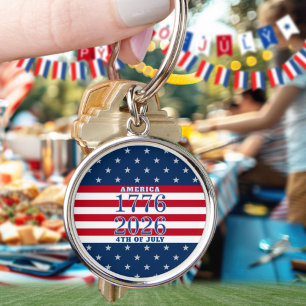Semiquincentennial Stars Stripes America 1776 2026 Keychain