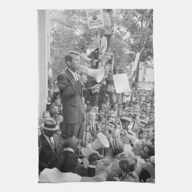 Sen. Robert Kennedy Campaigning for US President   Kitchen Towel (Vertical)