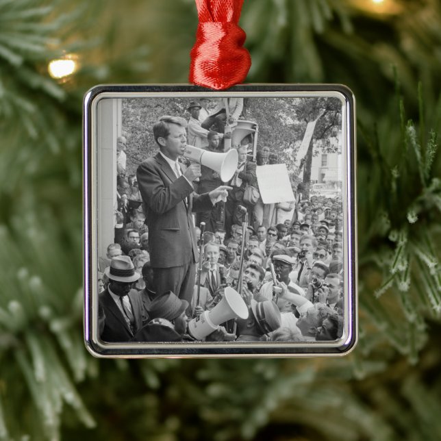 Sen. Robert Kennedy Campaigning for US President   Metal Ornament (Tree)