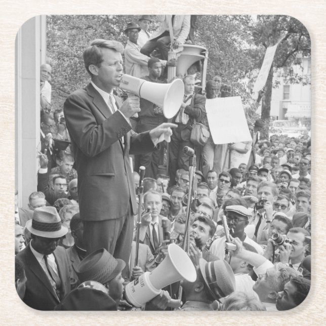 Sen. Robert Kennedy Campaigning for US President   Square Paper Coaster (Front)