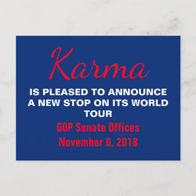 Senate Karma Vote 2018 Remember Resistance Announcement Postcard (Front)