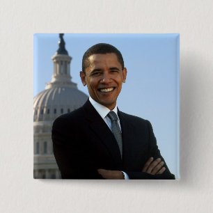 Senator Portrait, American President Barack Obama 2 Inch Square Button