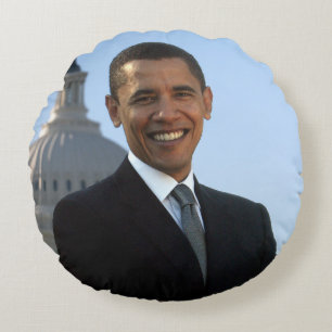 Senator Portrait, American President Barack Obama Round Pillow