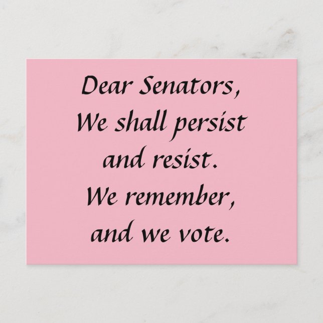 Senators Persist Resist Remember Vote Postcard (Front)