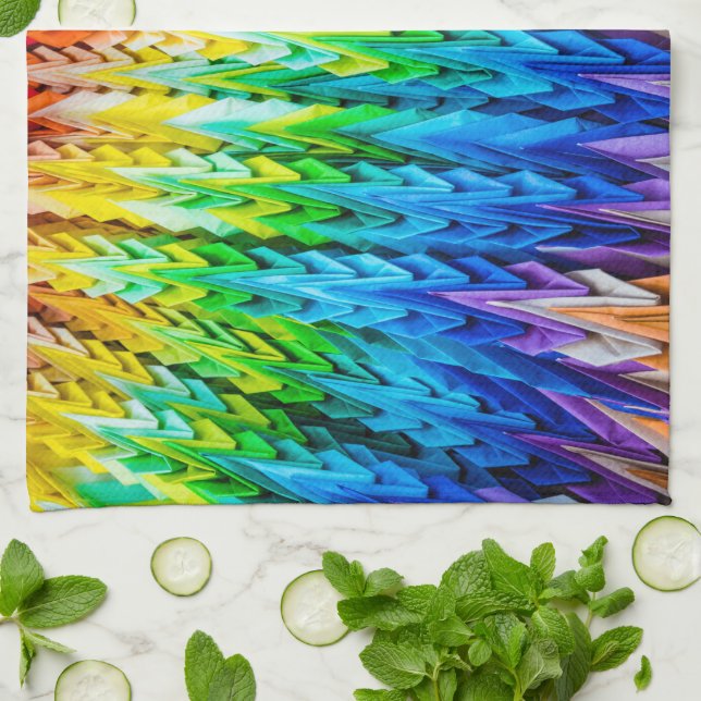 Senbazuru or one thousand origami cranes kitchen towel (Folded)