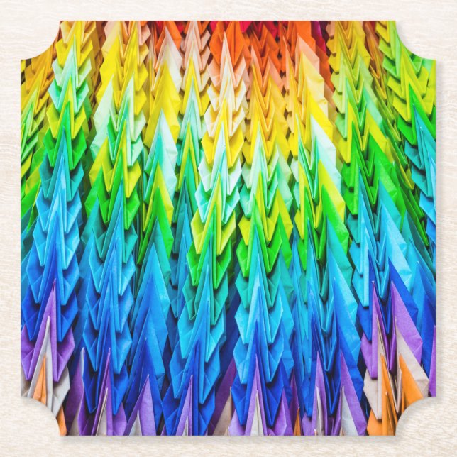 Senbazuru or one thousand origami cranes paper coaster (Front)