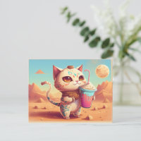 Send a Boba Tea Cat Postcard to Everyone You Love