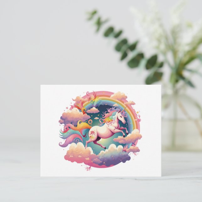 Send a Magical Message with Unicorn Postcards (Standing Front)
