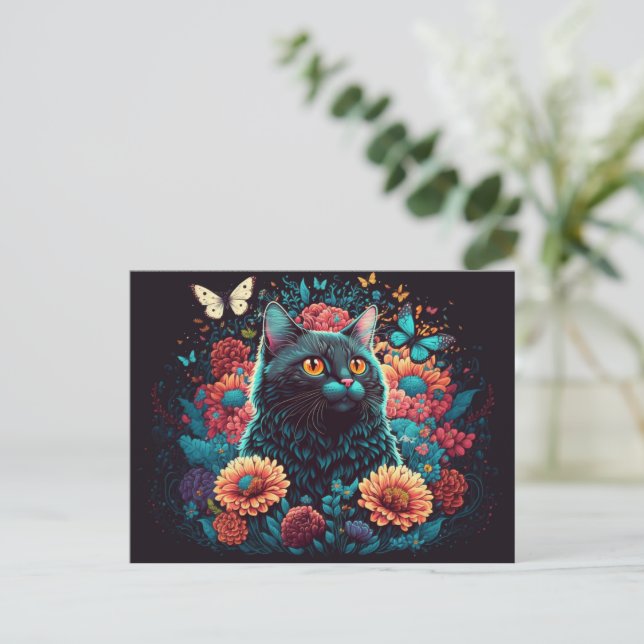 Send Cheerful Wishes with a Unique Cat Postcard (Standing Front)