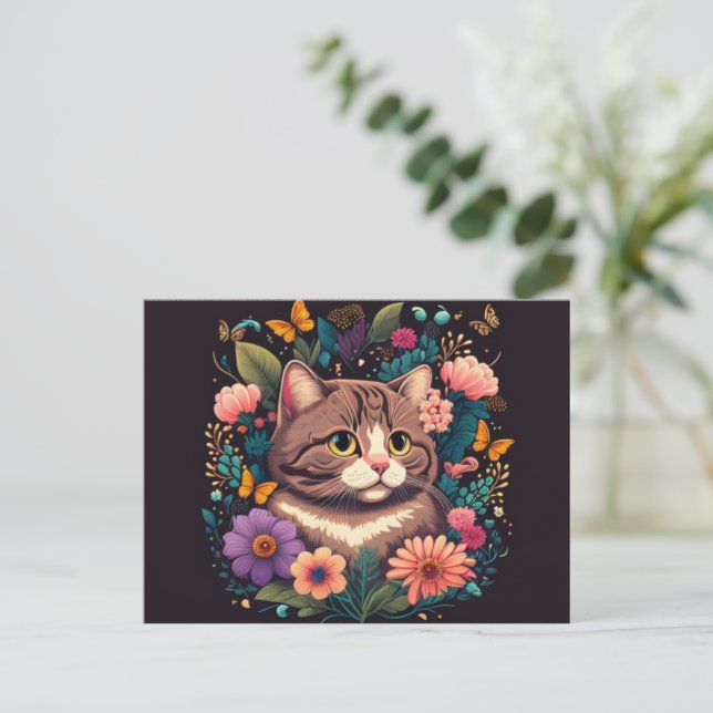 Send Cheerful Wishes with a Unique Cat Postcard (Standing Front)