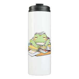 Send Help Frog Buried in Paperwork Kawaii Design Thermal Tumbler