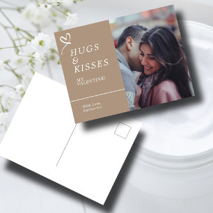 Send Hugs & Kisses with Custom Photo Valentines Postcard