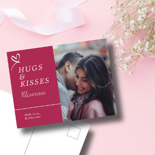 Send Hugs & Kisses with Custom Photo Valentines Postcard