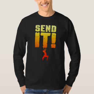 Send It Rock Climbing Bouldering Climber Boy 2 T-Shirt