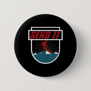 Send It T Shirt Men Women Kids Skiing Snowboarding 2 Inch Round Button
