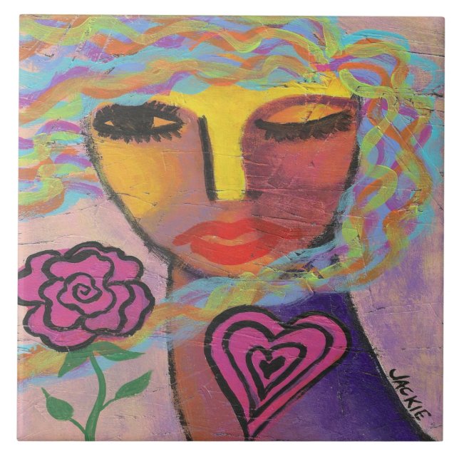 Send Me Flowers Abstract Art Tile (Front)