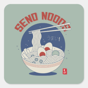 Send Noods Japanese Noodle Soup Ramen Square Sticker