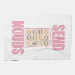 Send Noods Pink Noodle Camera Roll Illustration Kitchen Towel