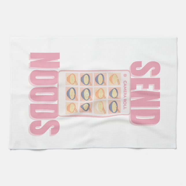 Send Noods Pink Noodle Camera Roll Illustration Kitchen Towel (Horizontal)