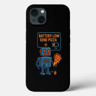 Send Pizza Robot Battery 5% Gaming Foodie Funny iPhone 13 Case