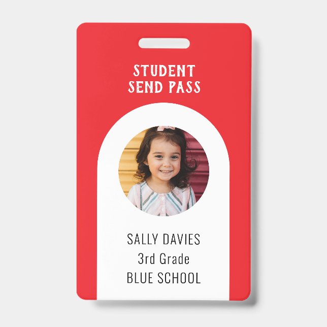 SEND Student Support Pass Photo Info Badge (Front)