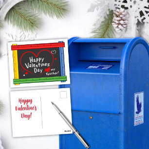 Send the message Happy Valentine's Day Teacher Postcard