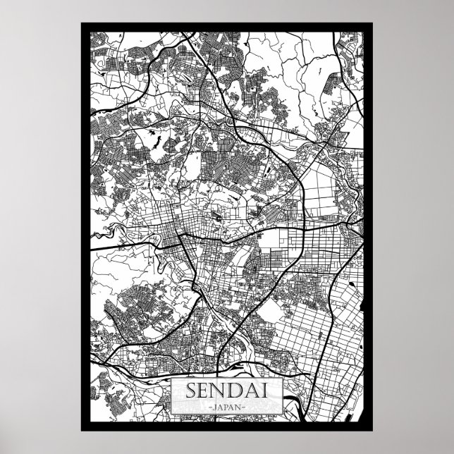 Sendai Japan City Map Poster (Front)