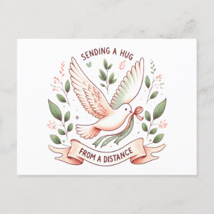 Sending a Hug from a Distance"  Flying Dove Postcard