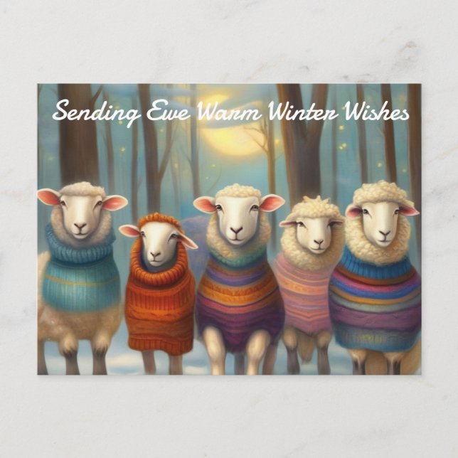 Sending Ewe Warm Winter Wishes Postcard (Front)