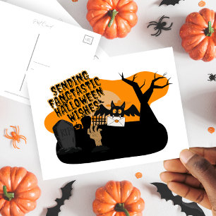 Sending Fangtastic Halloween Wishes Postcard
