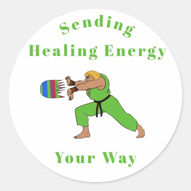 Sending Healing Energy Your Way Classic Round Sticker (Front)