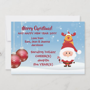 Sending Holiday Cheer(s) Cute Funny Santa Rudolph