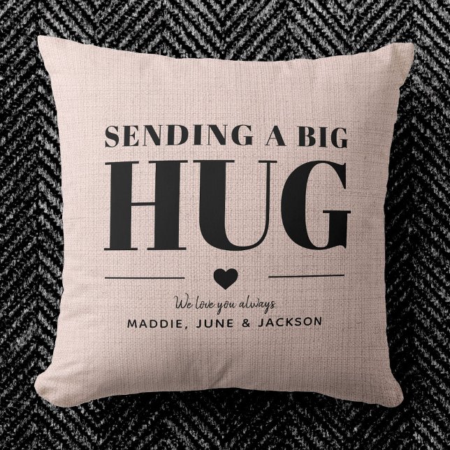 Sending Hug Custom Name Modern Chic Mother's Day Throw Pillow (Creator Uploaded)