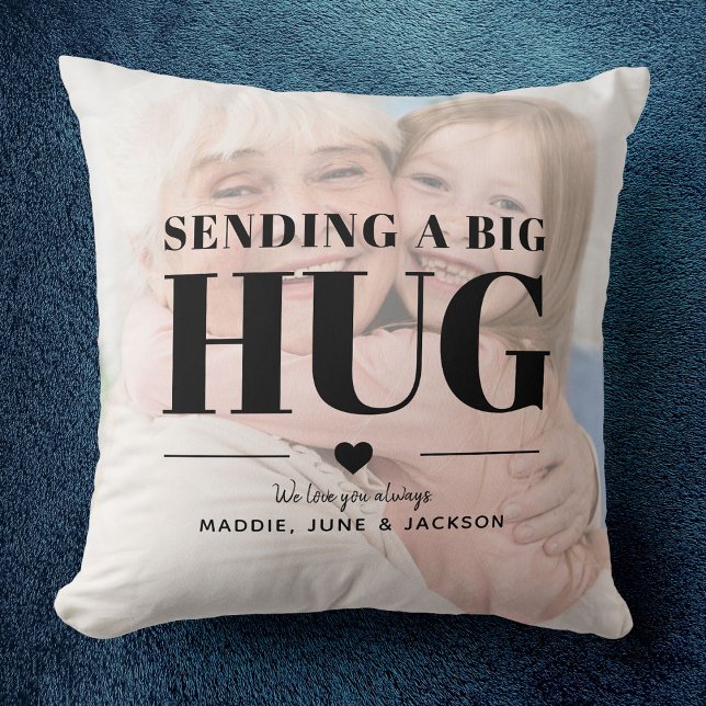 Sending Hug Custom Photo Modern Chic Mother's Day Throw Pillow (Creator Uploaded)