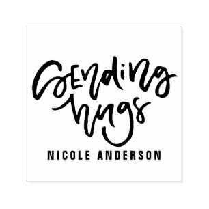 Sending Hugs Hand Lettering Script Personalized Self-inking Stamp