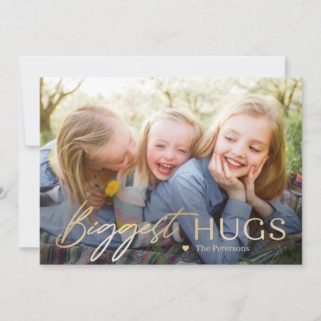 Sending Hugs Modern Photo Card (Front)