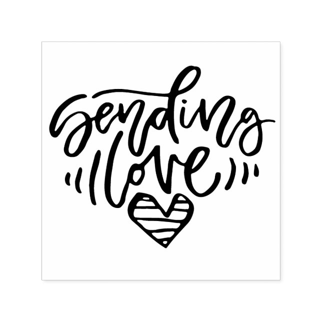 Sending Love Hand Lettering Script Personalized Self-inking Stamp (Design)