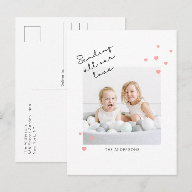 Sending Love Valentine's Day Photo Postcard (Front/Back)