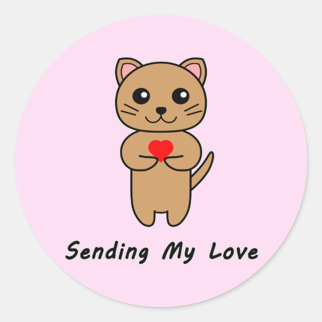 Sending My Love Pink Background Sticker (Front)